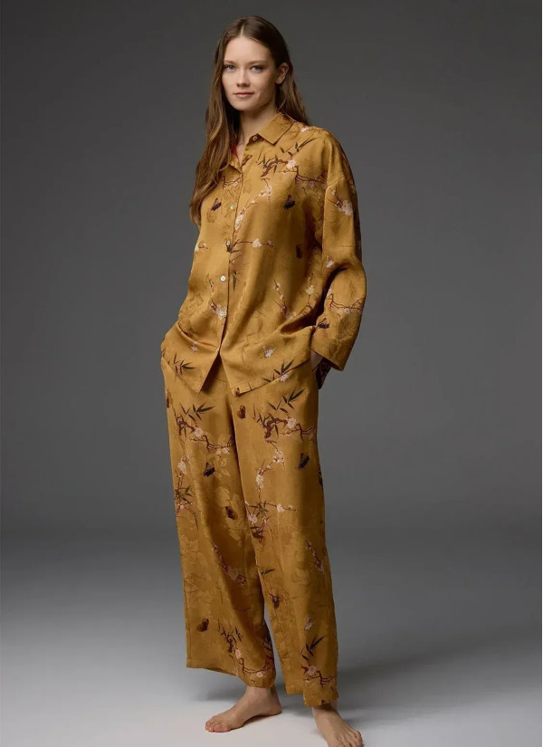 Bonjour Madame 1804 MUSTARD Viscose Pants Homewear Set — factory-direct from Turkey