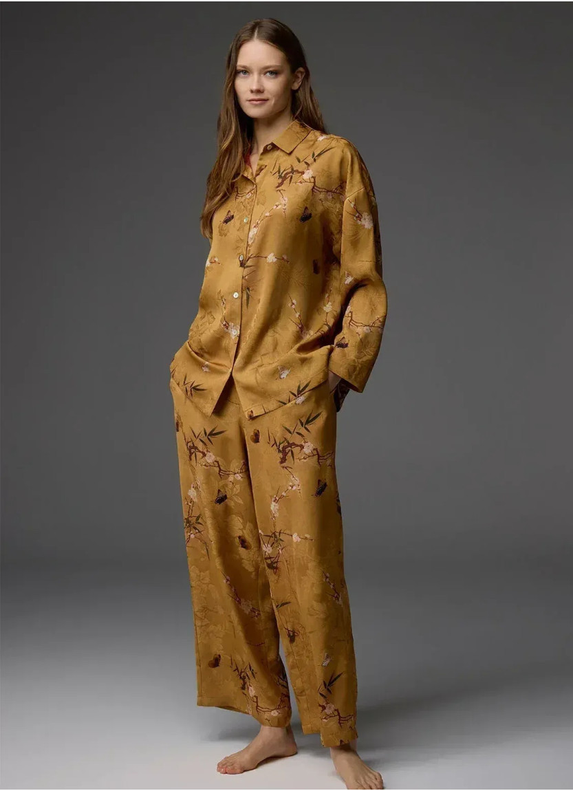 Bonjour Madame 1804 MUSTARD Viscose Pants Homewear Set — factory-direct from Turkey