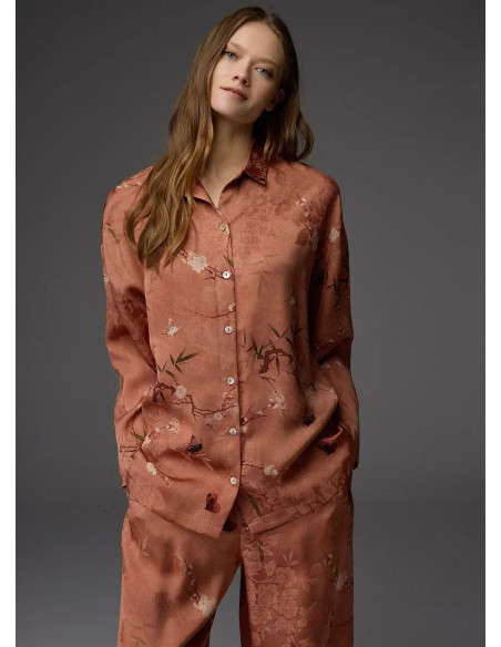 Bonjour Madame 1804 TERRACOTTA Viscose Pants Homewear Set — Turkish factory wholesale