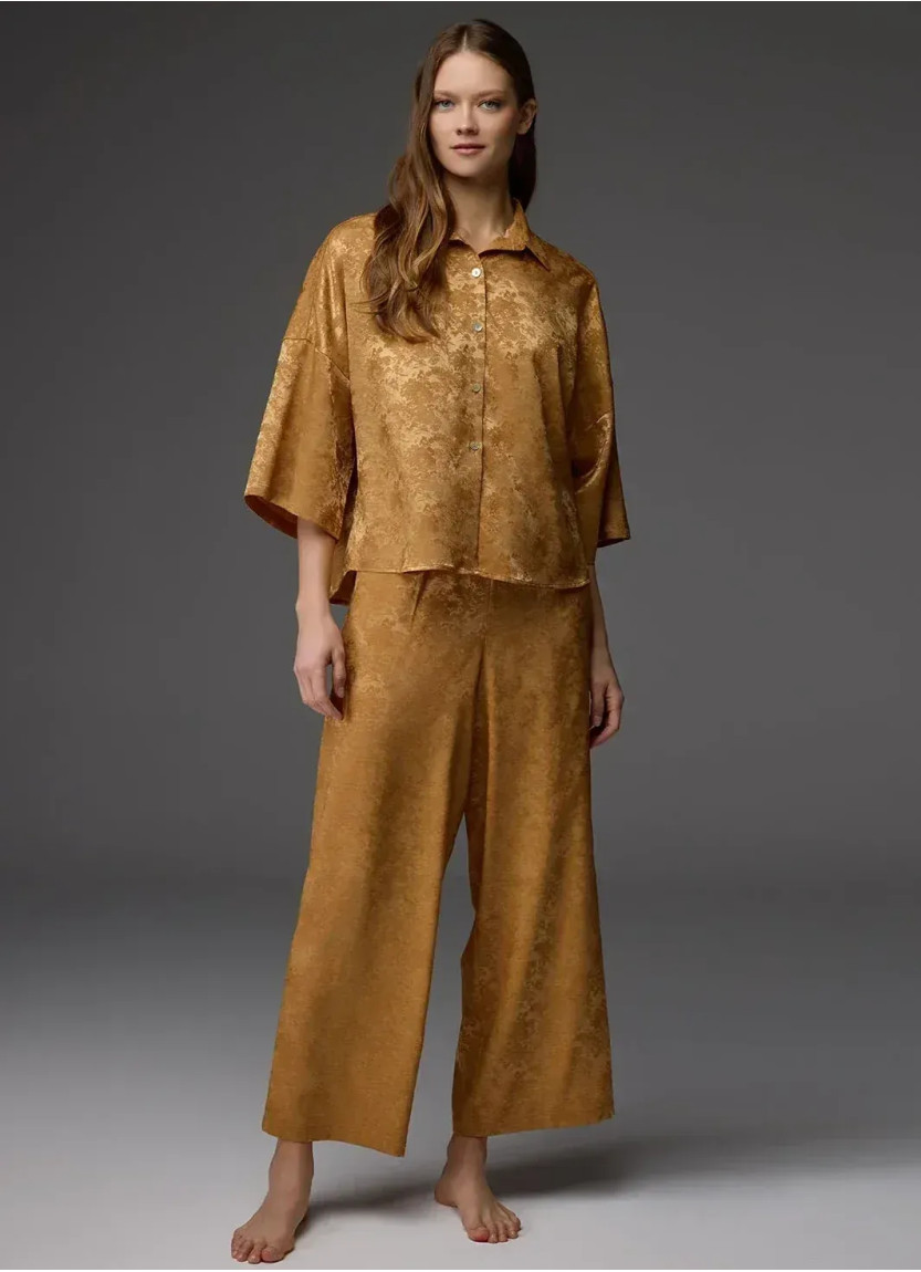 Bonjour Madame 1806 MUSTARD Viscose Pants Homewear Set — Turkish factory wholesale