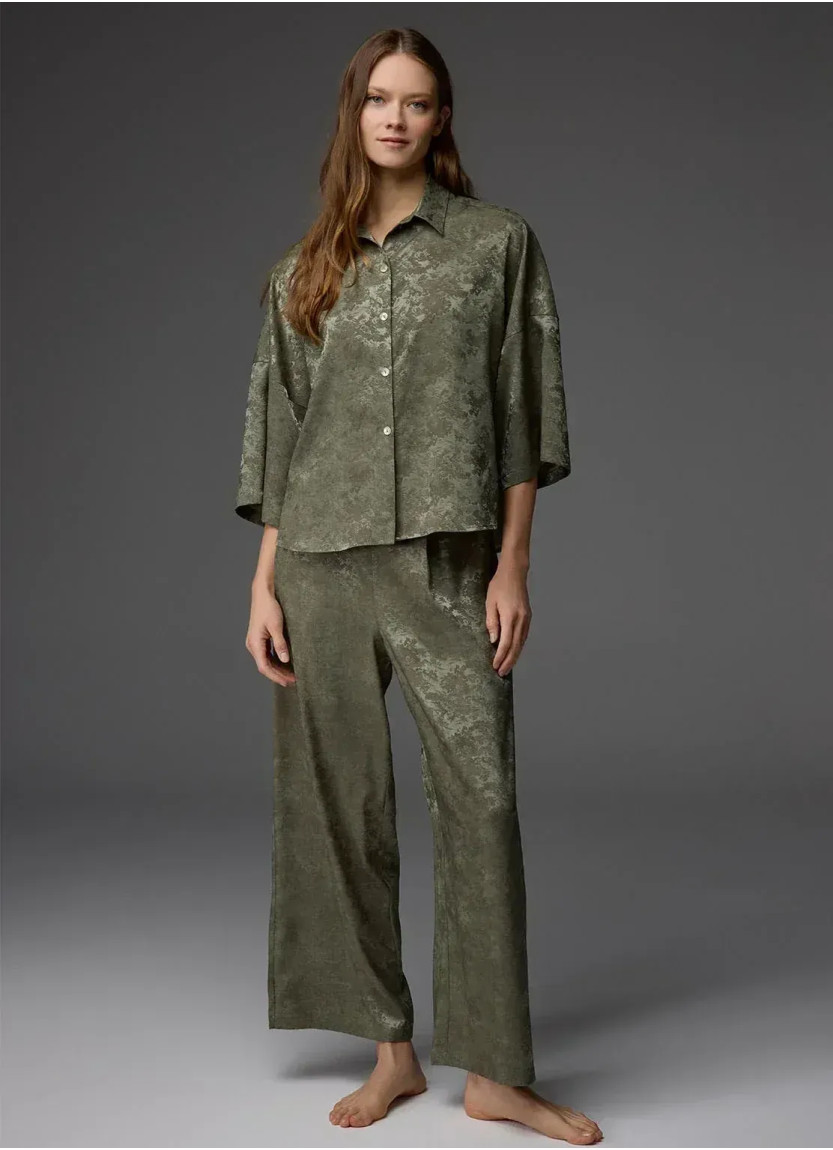 Женский Комплект с Брюками VISCOSE JACQUARD SET BONJOUR MADAME 1806 Bonjour Madame 1806 GREEN — оптом для магазинов и бутиков