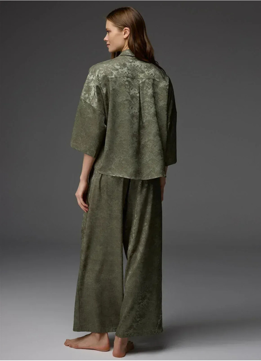 Женский Комплект с Брюками VISCOSE JACQUARD SET BONJOUR MADAME 1806 Bonjour Madame 1806 GREEN — купить оптом из Турции