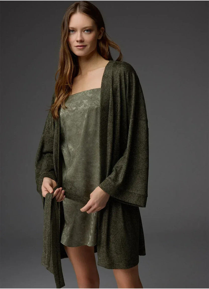Bonjour Madame 1807 GREEN Viscose Robe Set — factory-direct from Turkey