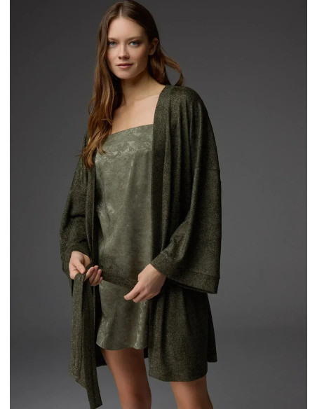 Bonjour Madame 1807 GREEN Viscose Robe Set — factory-direct from Turkey