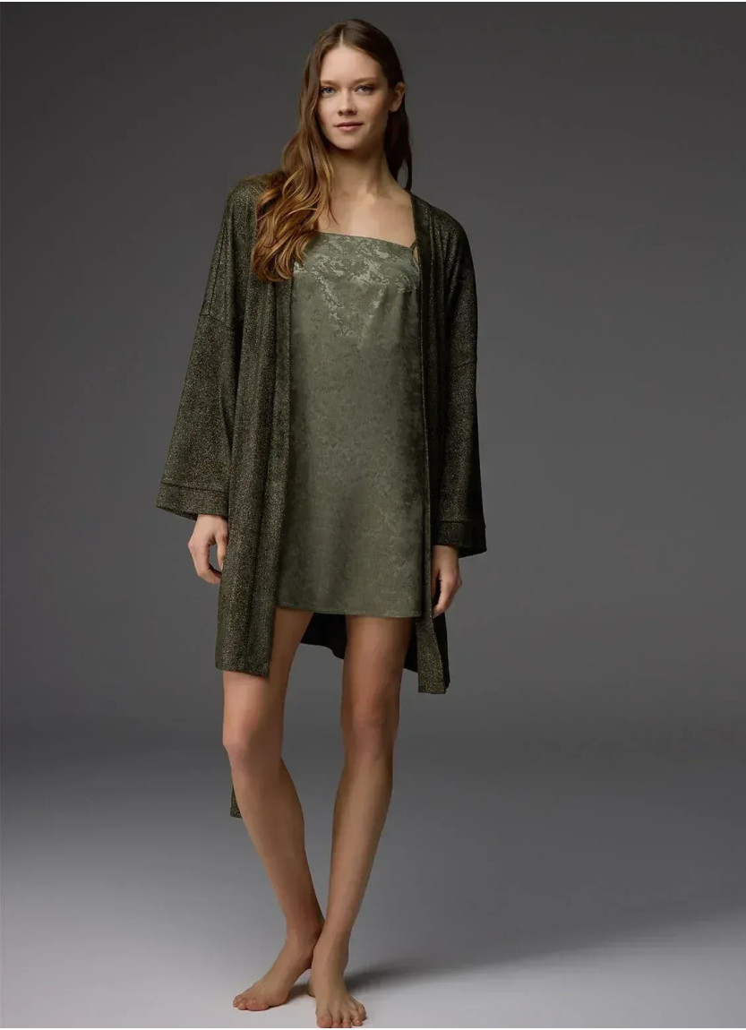 Комплект Халат и Ночная Рубашка VISCOSE JACQUARD BONJOUR MADAME 1807 Bonjour Madame 1807 GREEN — оптом для магазинов и бутиков