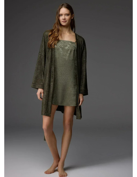 Bonjour Madame 1807 GREEN Viscose Robe Set — direct Turkish factory supply