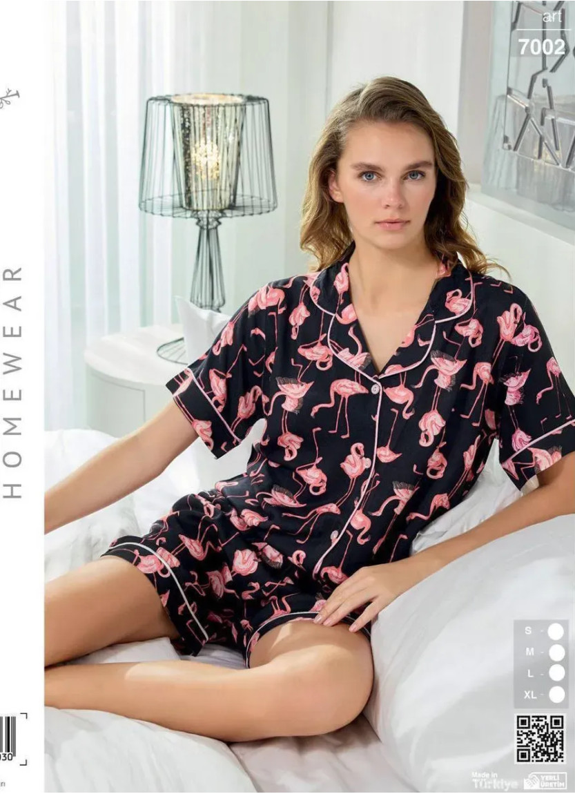 Женская Пижама Комплект Рубашка И Шорты Хлопок (S+M+L+XL) Seamlife 7002 — оптом для магазинов и бутиков