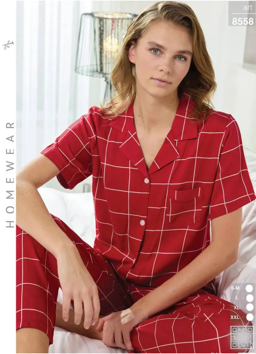 Женская Пижама на Пуговицах (SM+L+XL+2XL) Seamlife 8558 — купить оптом со Стамбула