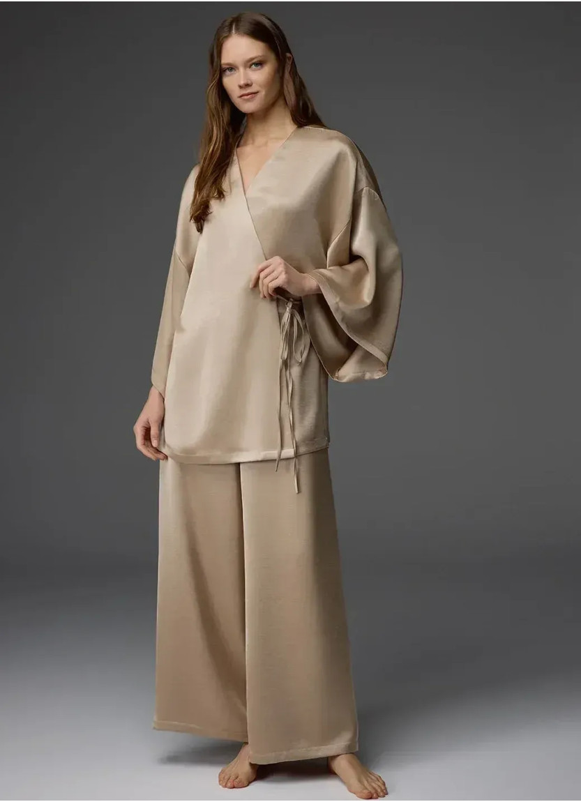 Bonjour Madame 1812 Camel Viscose Pants Homewear Set — Turkey wholesale collection