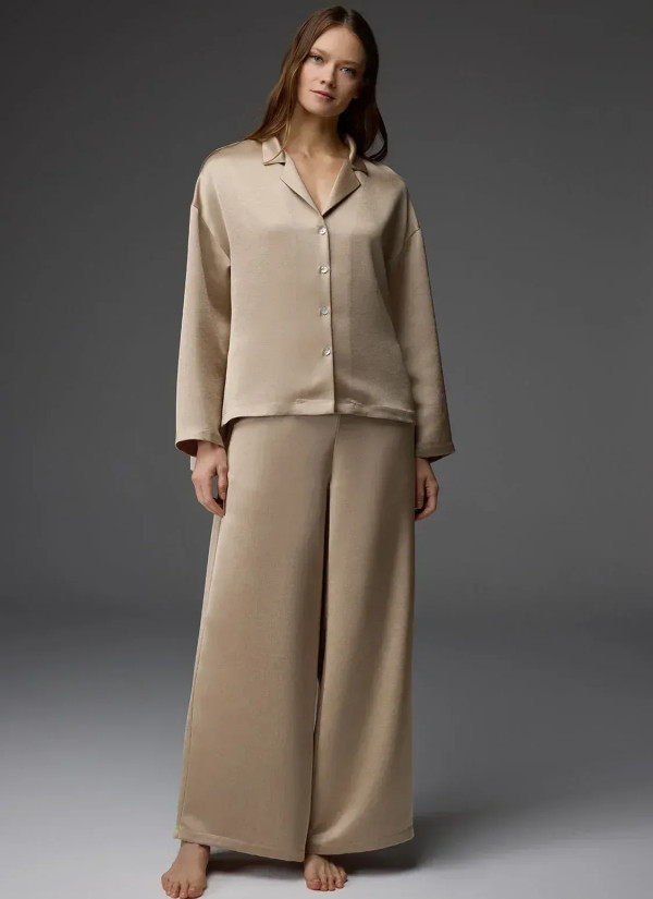 Bonjour Madame 1813 Camel Viscose Pants Homewear Set — factory-direct from Turkey