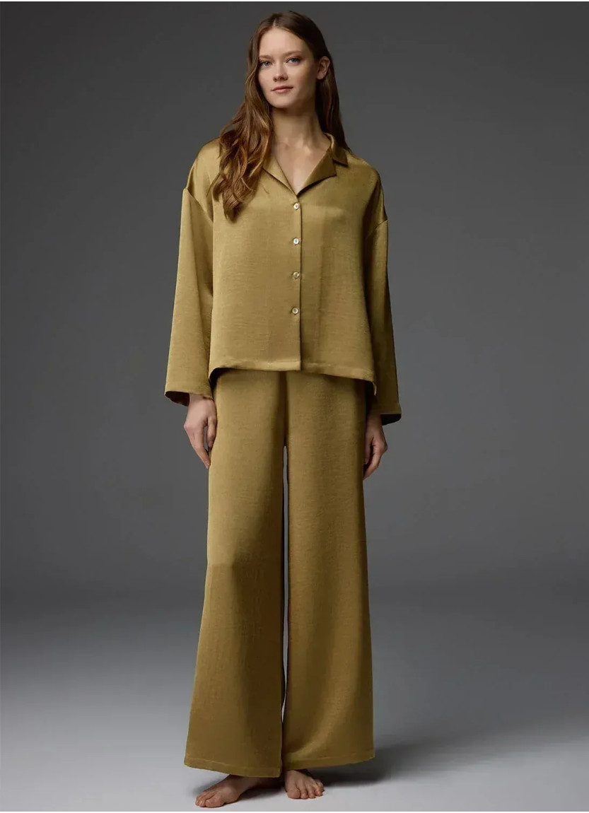 Bonjour Madame 1813 Yeşil Viscose Pants Homewear Set — direct Turkish factory supply