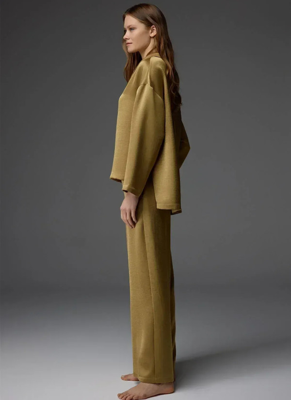 Bonjour Madame 1813 Yeşil Viscose Pants Homewear Set — direct Turkish factory supply 2