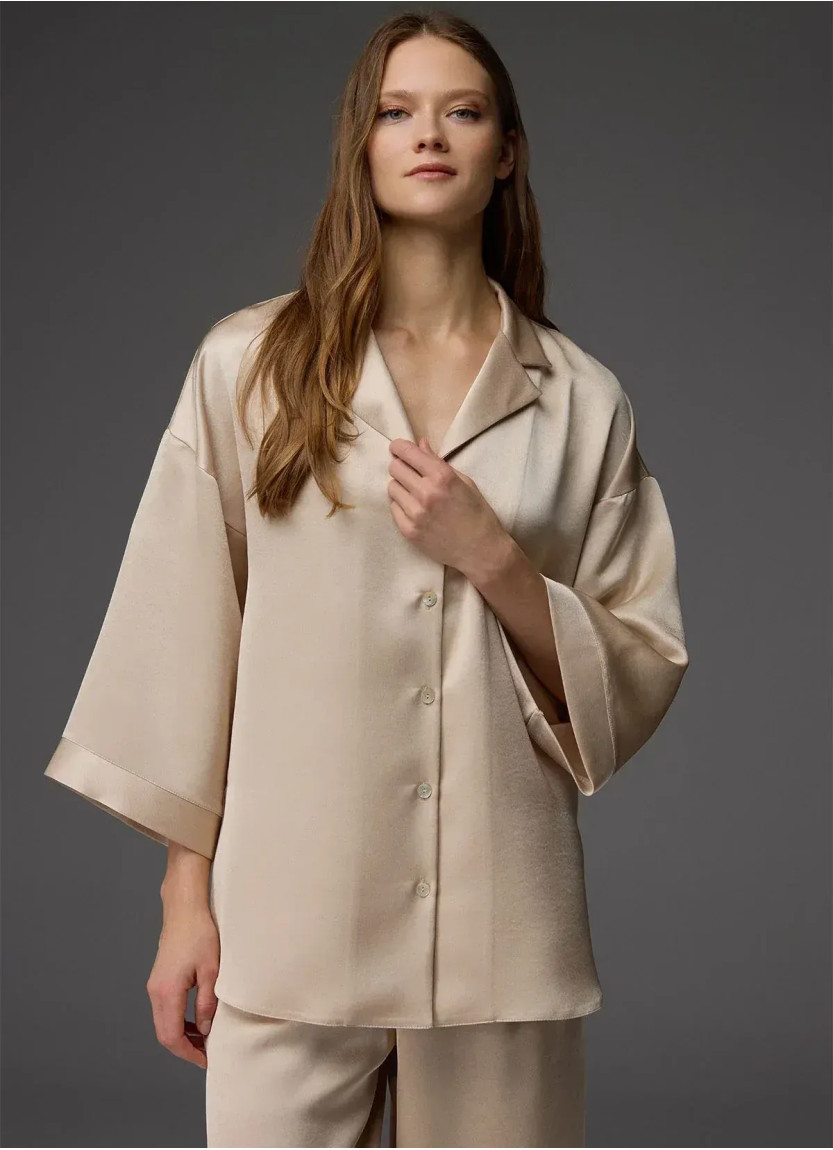 Женский Пижамный Комплект: Рубашка с Воротником + Брюки - VISCOSE SET BONJOUR MADAME 1820 Bonjour M — оптовая поставка из Турции
