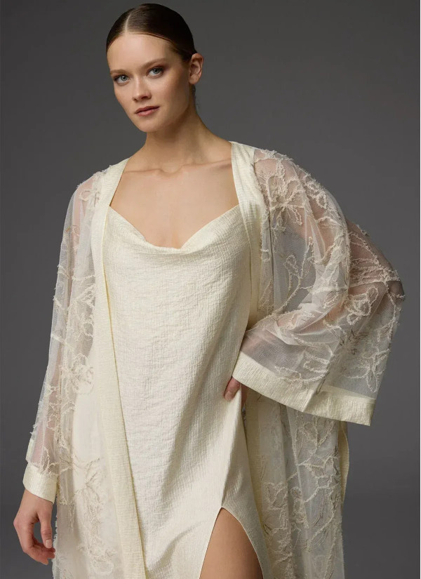 Bonjour Madame 1824 Krem Lace Robe Set — factory-direct from Turkey 2