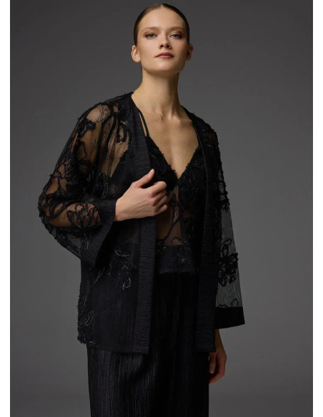 Bonjour Madame 1825 Siyah Lace Robe Set — Turkish textile wholesale