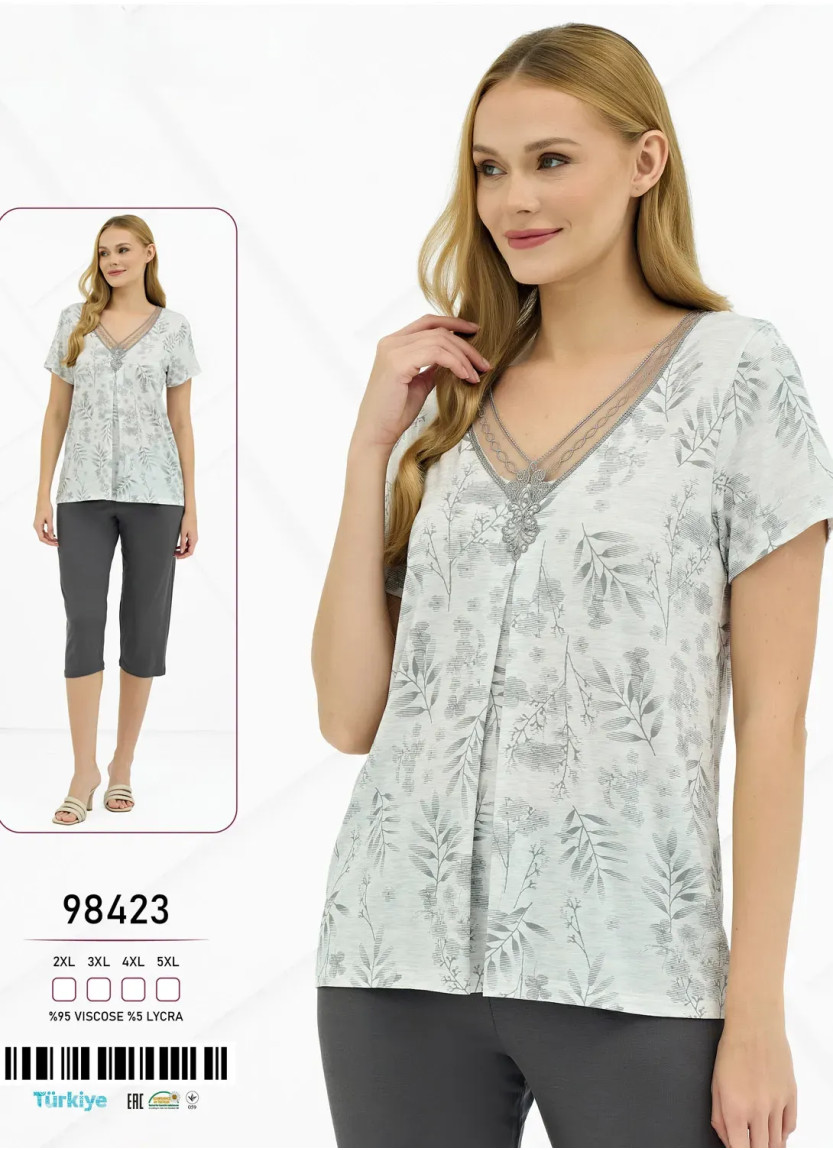 Женский Комплект с Капри 2XL+3XL+4XL+5XL Caroline 98423 — турецкий текстиль оптом