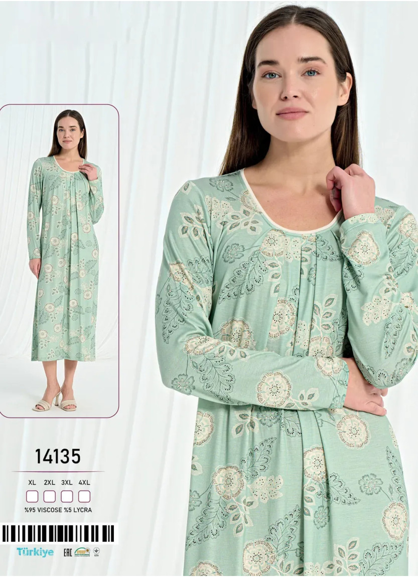 Caroline 14135 Оптом Турция Фабрика Длинная Ночная Сорочка XL+2XL+3XL+4XL Caroline 14135 Купить Оптом с Турции