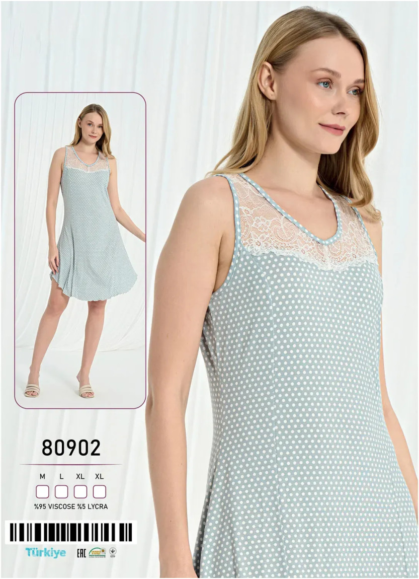 Ночная Сорочка без Рукавов M+L+XL+XL Caroline 80902 — оптовая поставка из Турции