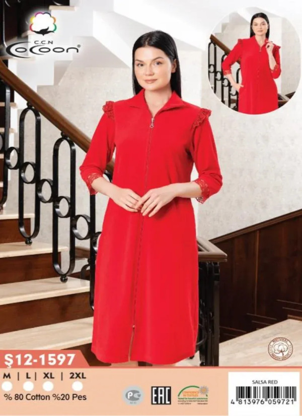 CCNŞ12-1597_SLR Velour Women's Robe (M+L+XL+2XL) — wholesale from Turkey