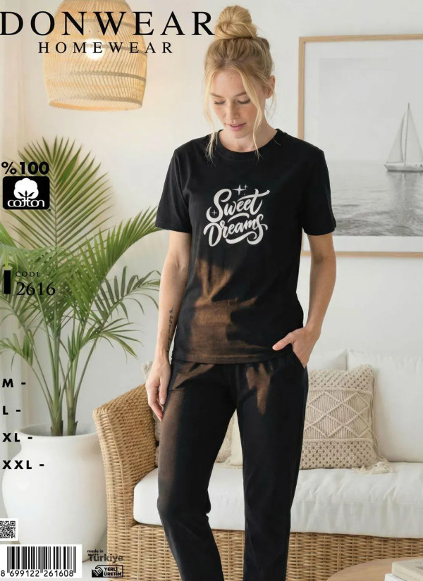 Пижама Женская Комплект с Брюками Хлопок (M+L+XL+XXL) Donwear 2616 — фабричная коллекция оптом