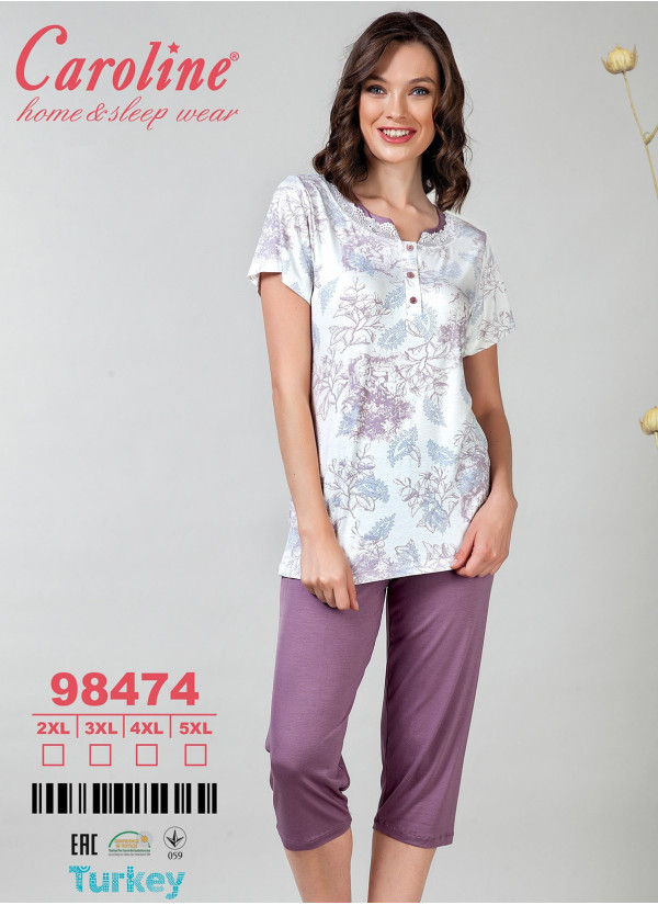Caroline 98474 Capri Pants Homewear Set (2XL+3XL+4XL+5XL) — Turkish textile wholesale