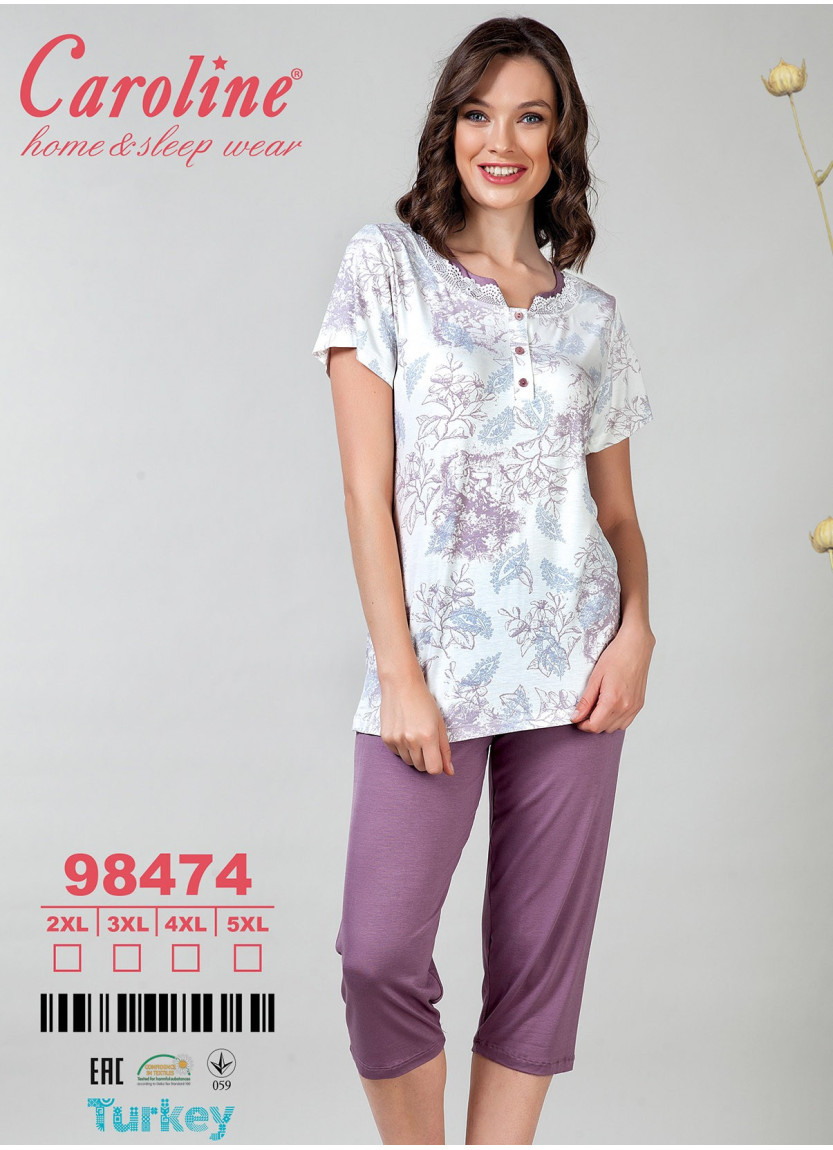 Caroline 98474 Capri Pants Homewear Set (2XL+3XL+4XL+5XL) — Turkish textile wholesale