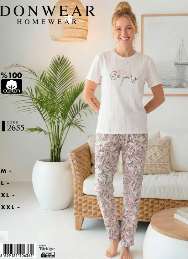 Пижама Женская Комплект с Брюками Хлопок (M+L+XL+XXL) Donwear 2655 — фабричная коллекция оптом