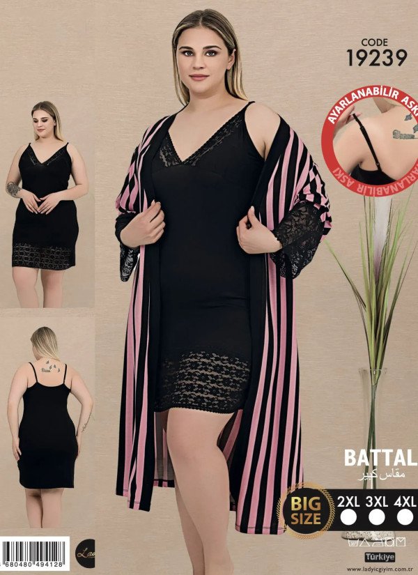 Lady BTL 19239 Robe Set (2XL+3XL+4XL) — Turkish factory wholesale