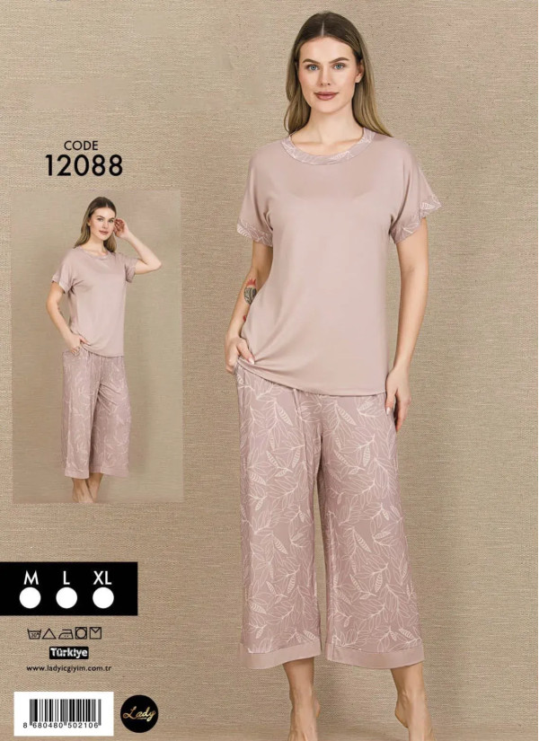 Lady 12088 Capri Homewear Set (M+L+XL) — Turkish factory wholesale