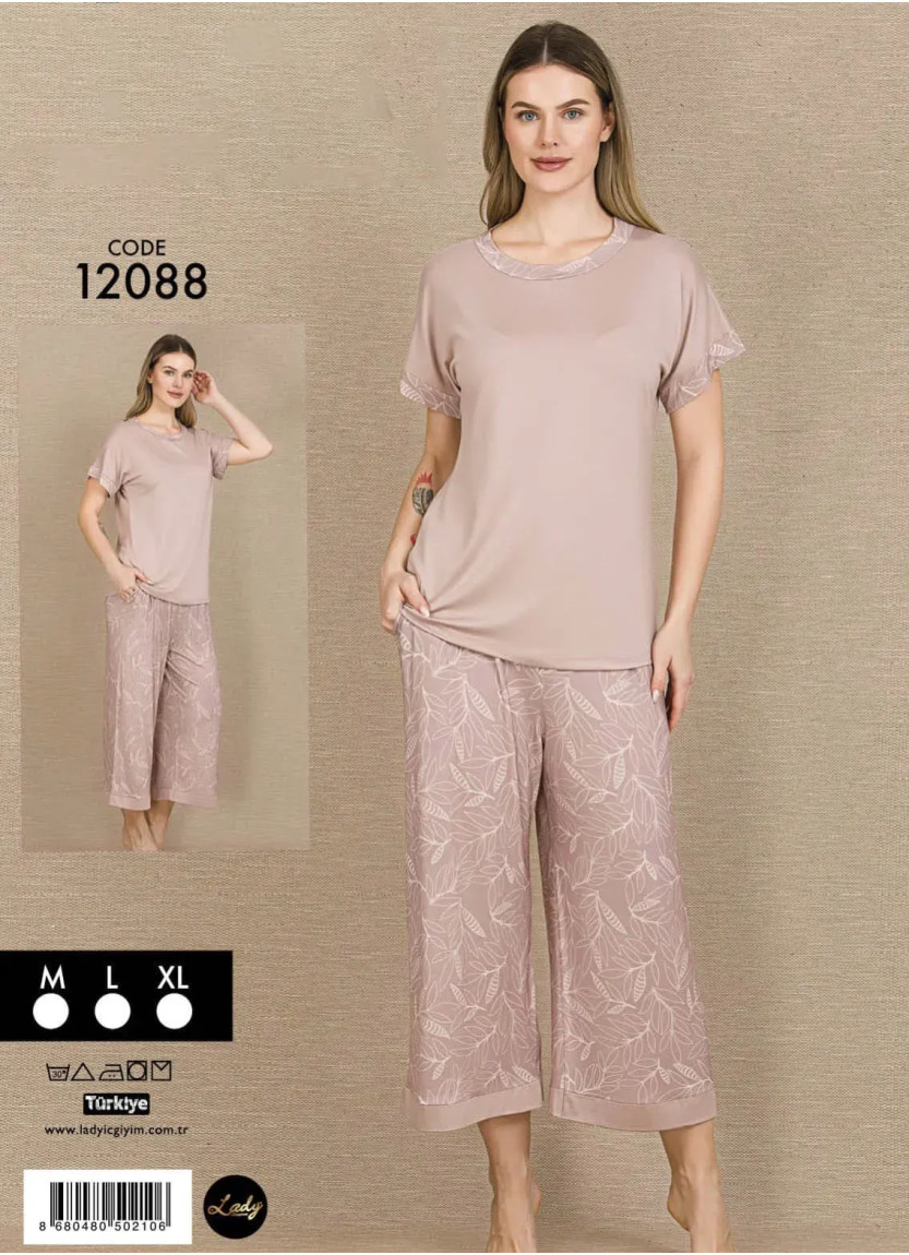 Женский Комплект с Капри из Хлопка с Эластаном (M+L+XL) Lady Lady 12088 — оптом от турецкой фабрики