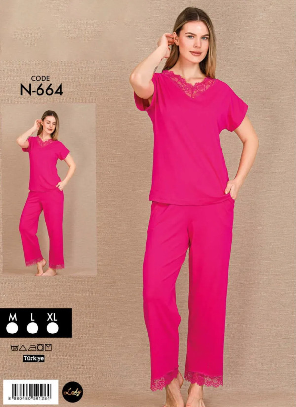 Lady Ksa N-664 Pants Homewear Set (M+L+XL) — Turkey wholesale collection