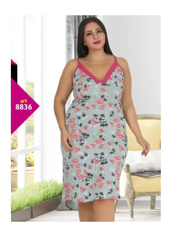 Lady 8736 Nightdress (2XL+3XL+4XL) — Turkish factory wholesale