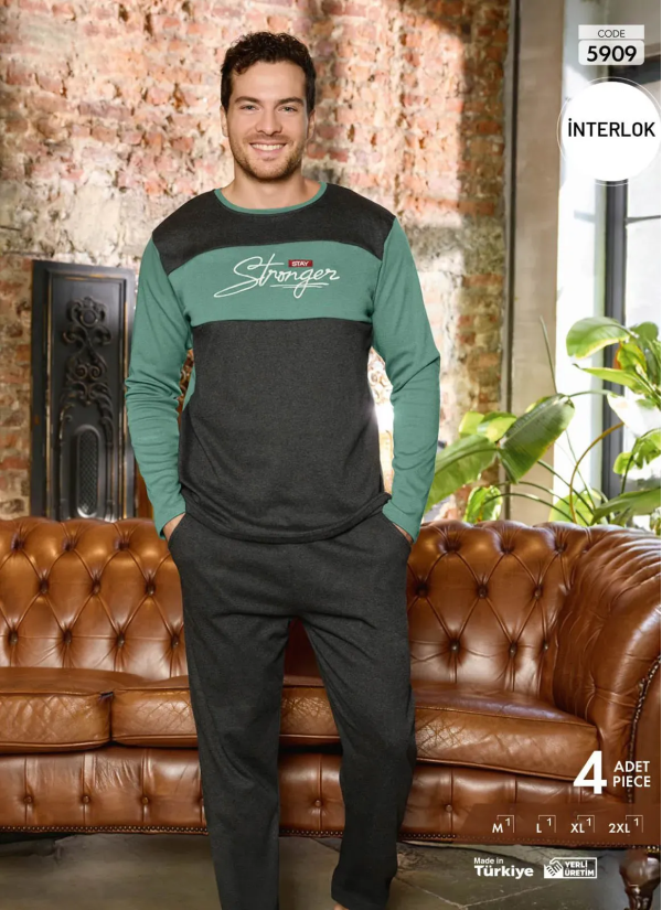 Пижама Мужская из Интерлока (M+L+XL+2XL) Interlok Pijamo 5909 — оптом от турецкой фабрики
