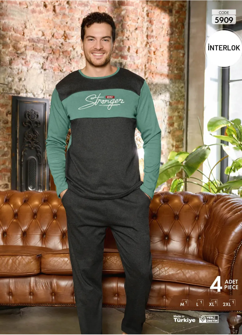 Пижама Мужская из Интерлока (M+L+XL+2XL) Interlok Pijamo 5909 — оптом от турецкой фабрики