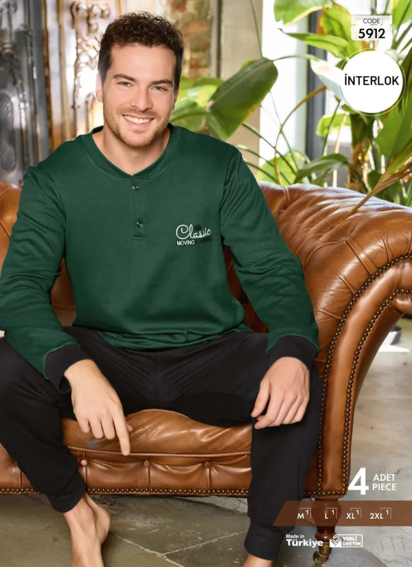 Пижама Мужская из Интерлока (M+L+XL+2XL) Interlok Pijamo 5912 — купить оптом со Стамбула