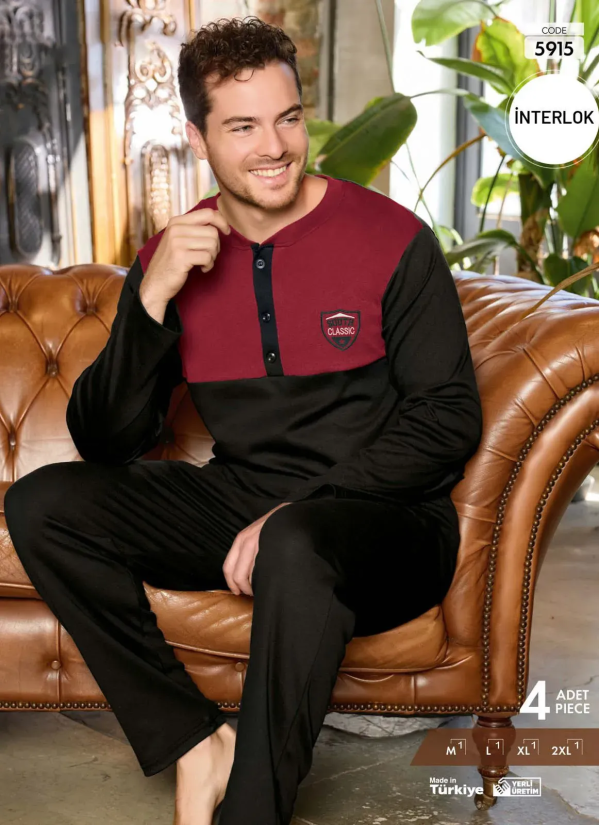 Пижама Мужская из Интерлока (M+L+XL+2XL) Interlok Pijamo 5915 — оптом от турецкой фабрики