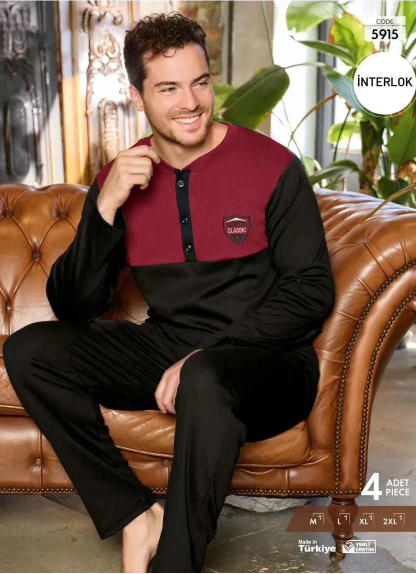 Пижама Мужская из Интерлока (M+L+XL+2XL) Interlok Pijamo 5915 — оптом от турецкой фабрики