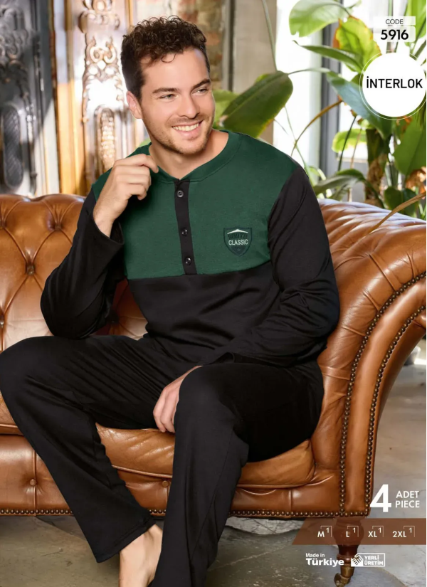 Пижама Мужская из Интерлока (M+L+XL+2XL) Interlok Pijamo 5916 — купить оптом со Стамбула