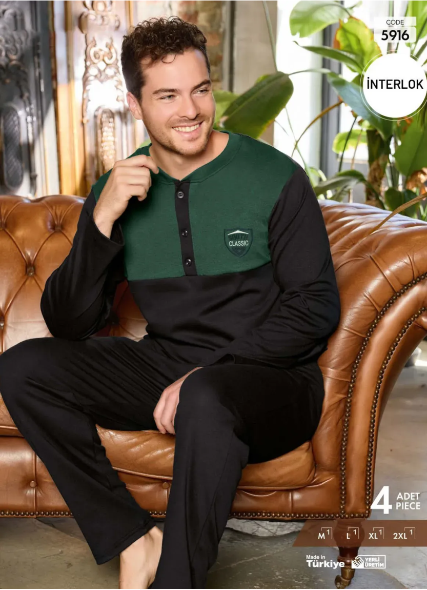 Pijamo 5916 Interlock Men's Pajama Set (M+L+XL+2XL) — Istanbul wholesale supplier