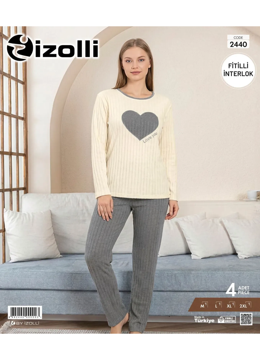 Pijamo 2440 Interlock Women's Pajama Set (M+L+XL+2XL) — Turkish factory wholesale
