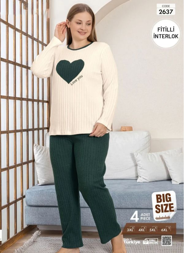 Pijamo 2637 Interlock Women's Pajama Set (3XL+4XL+5XL+6XL) — wholesale for boutiques
