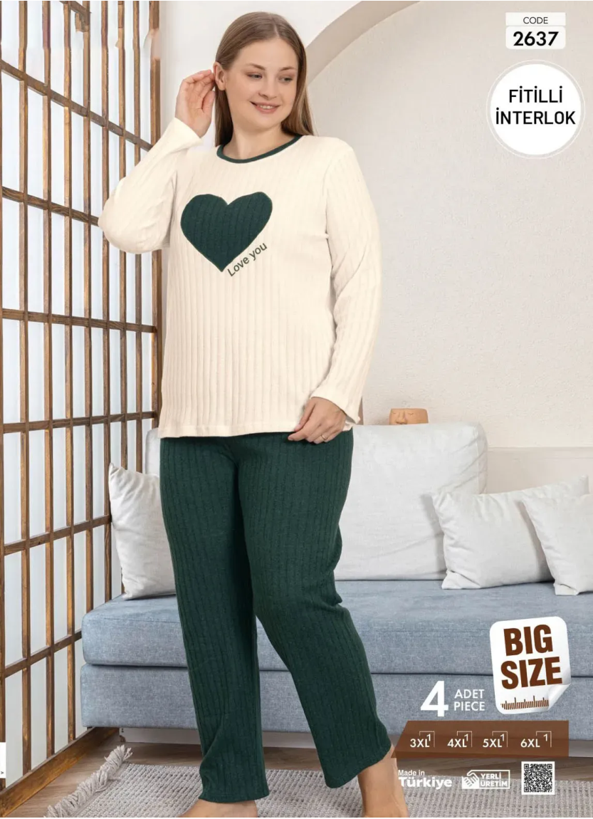 Pijamo 2637 Interlock Women's Pajama Set (3XL+4XL+5XL+6XL) — wholesale for boutiques