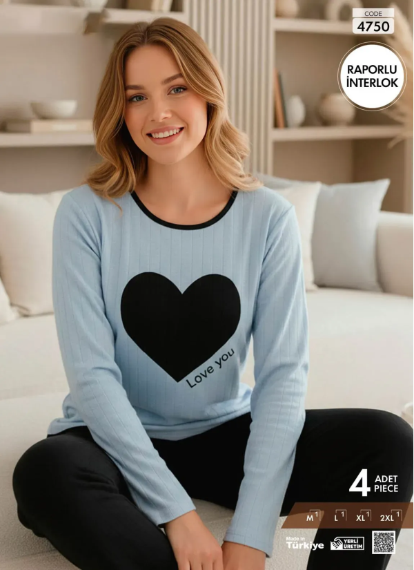 Pijamo 4750 Interlock Women's Pajama Set (M+L+XL+2XL) — Turkey wholesale collection
