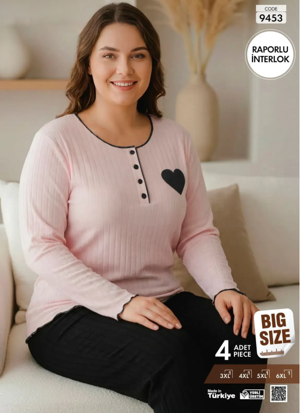 Pijamo 9453 Interlock Women's Pajama Set (3XL+4XL+5XL+6XL) — wholesale for boutiques