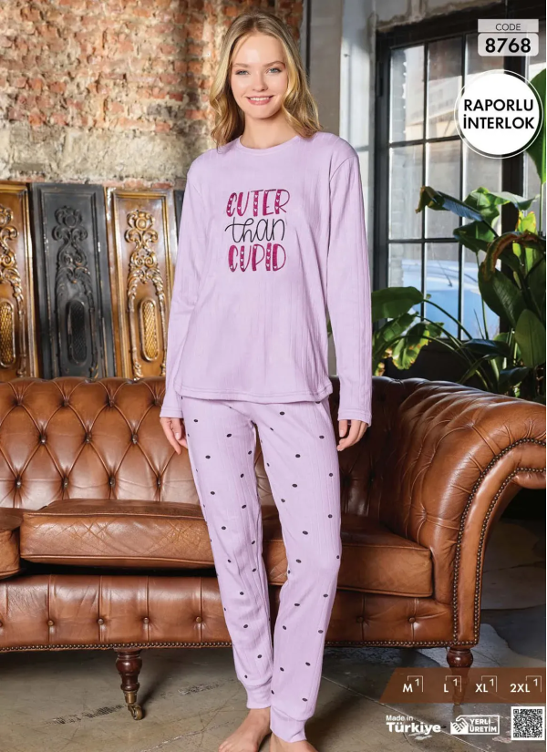 Pijamo 8768 Interlock Women's Pajama Set (M+L+XL+2XL) — Turkey wholesale collection