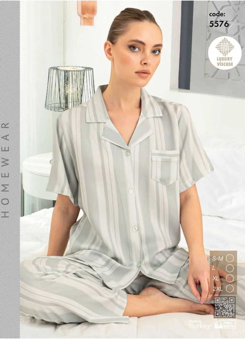 Женская Пижама на Пуговицах (SM+L+XL+2XL) LUXURY VISCOSE Seamlife 5576 — фабричная коллекция оптом