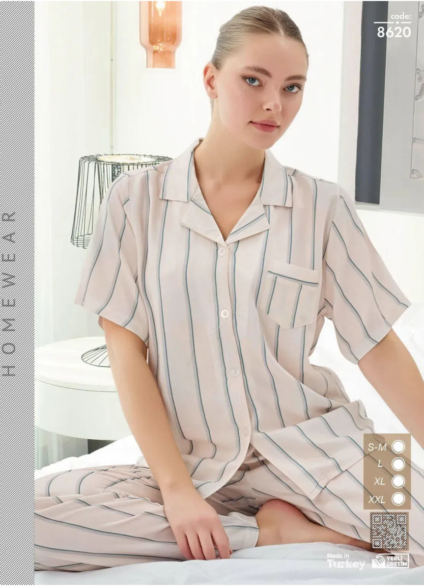 Женская Пижама на Пуговицах (SM+L+XL+2XL) Seamlife 8620 — купить оптом со Стамбула