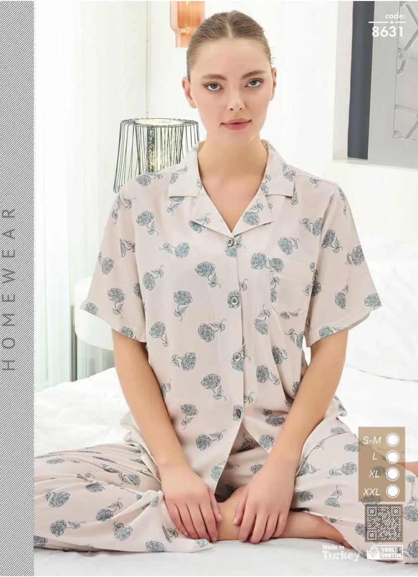 Женская Пижама на Пуговицах (SM+L+XL+2XL) Seamlife 8631 — фабричная коллекция оптом
