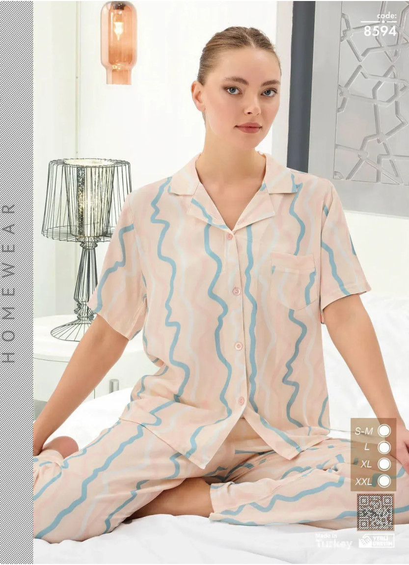 Женская Пижама на Пуговицах (SM+L+XL+2XL) Seamlife 8594 — прямые поставки из Турции