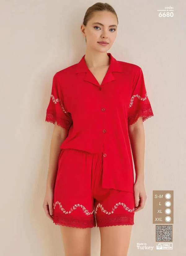 Seamlife 6680 Viscose Shorts Homewear Set (S/M+L+XL+XXL) — Turkish factory wholesale